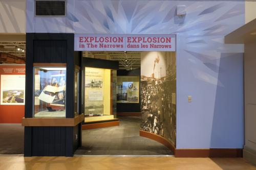 Image of Explosion in The Narrows: The 1917 Halifax Harbour Explosion exhibit entrance.