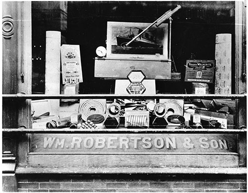 MP207.1.288: The front window of William Robertson & Son Ltd., around 1934.