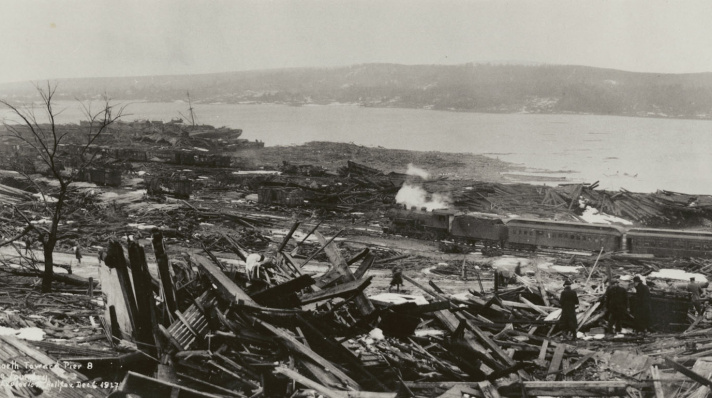 Looking north towards Pier 8 after the Halifax Harbour Explosion.