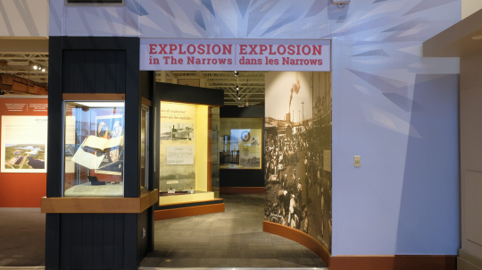 Entrance to the Explosion in The Narrows: The 1917 Halifax Harbour Explosion exhibit.